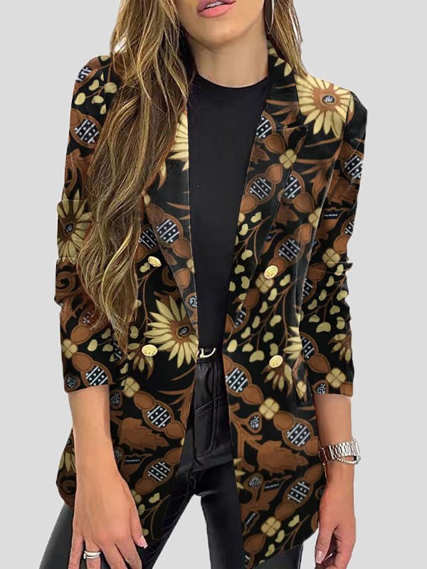 GR | Printed blazers with lapels and long sleeves
