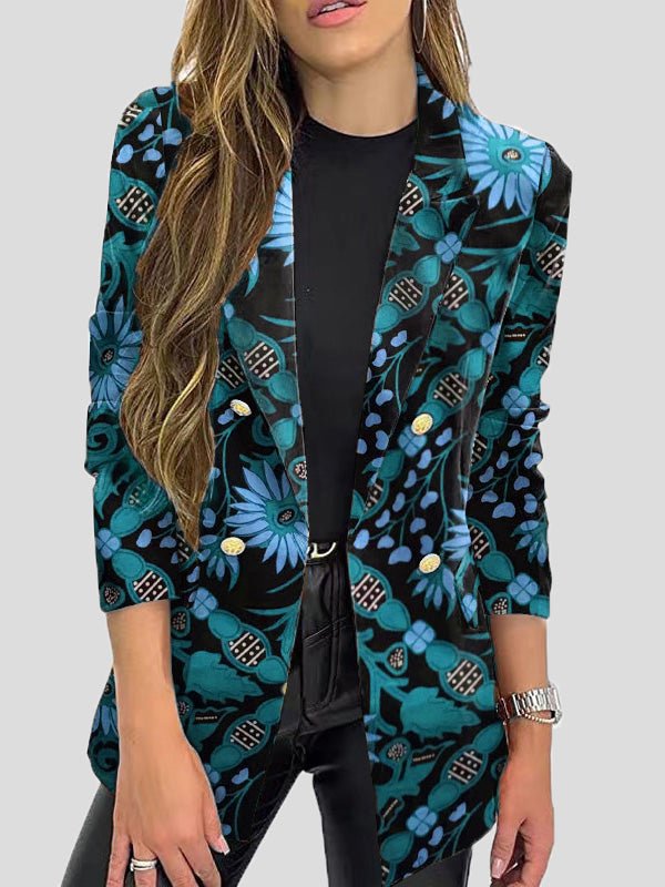 GR | Printed blazers with lapels and long sleeves