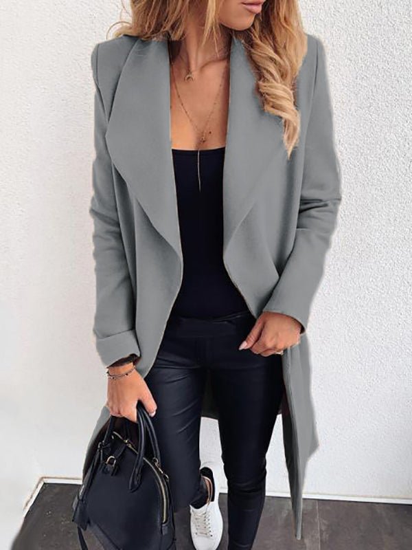 GR | Women's Fashion Coats Lace-up Lapel Pure Wool Coat