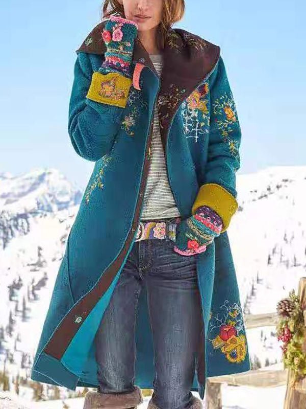 GR | Women's Coats Printed Top Wool Mid-Length Long-Sleeved Coat