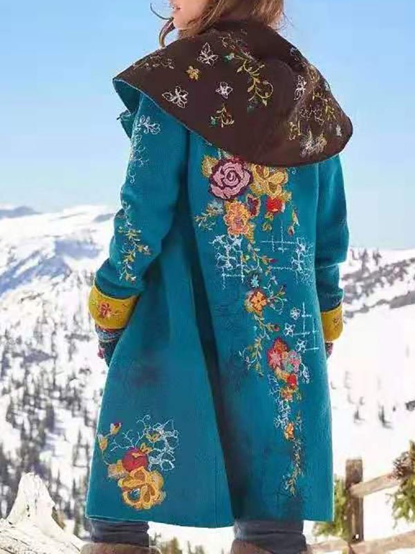 GR | Women's Coats Printed Top Wool Mid-Length Long-Sleeved Coat