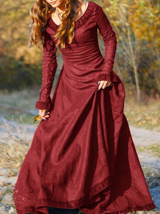GR | Women's Dress Round Neck Long Sleeve Dress