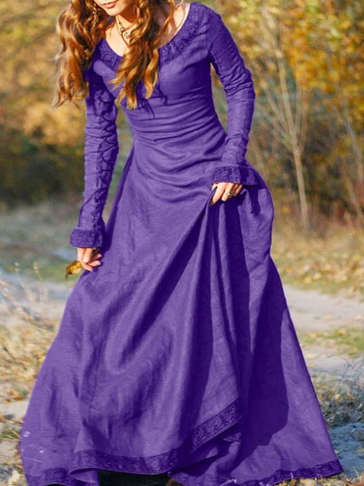 GR | Women's Dress Round Neck Long Sleeve Dress
