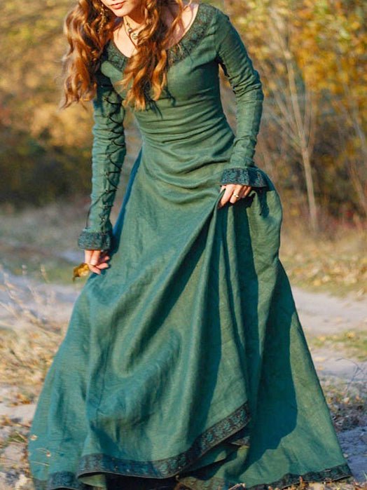 GR | Women's Dress Round Neck Long Sleeve Dress