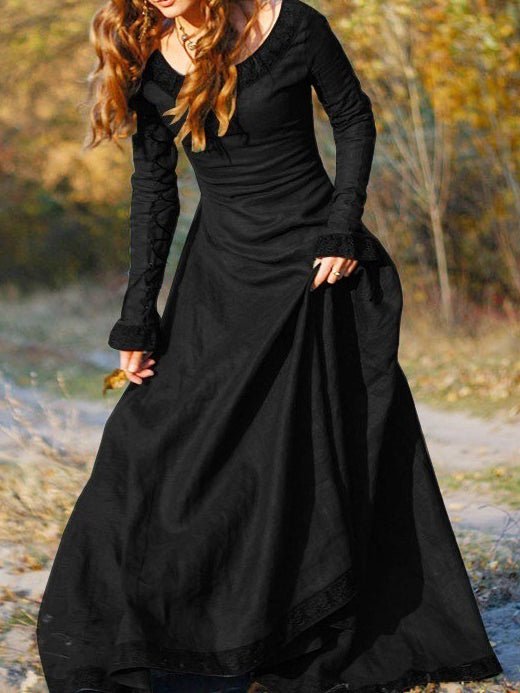 GR | Women's Dress Round Neck Long Sleeve Dress