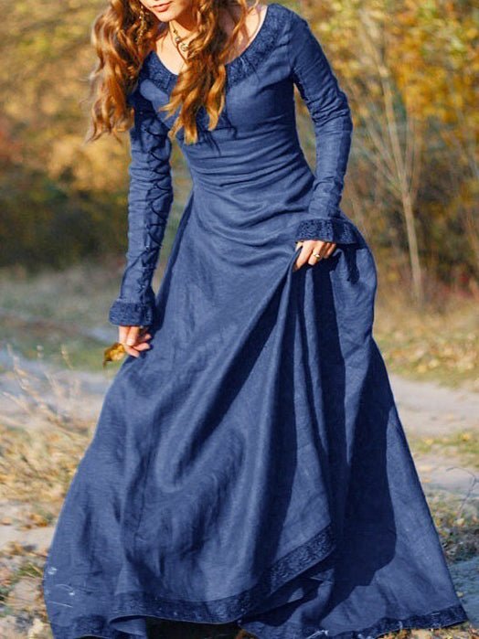 GR | Women's Dress Round Neck Long Sleeve Dress