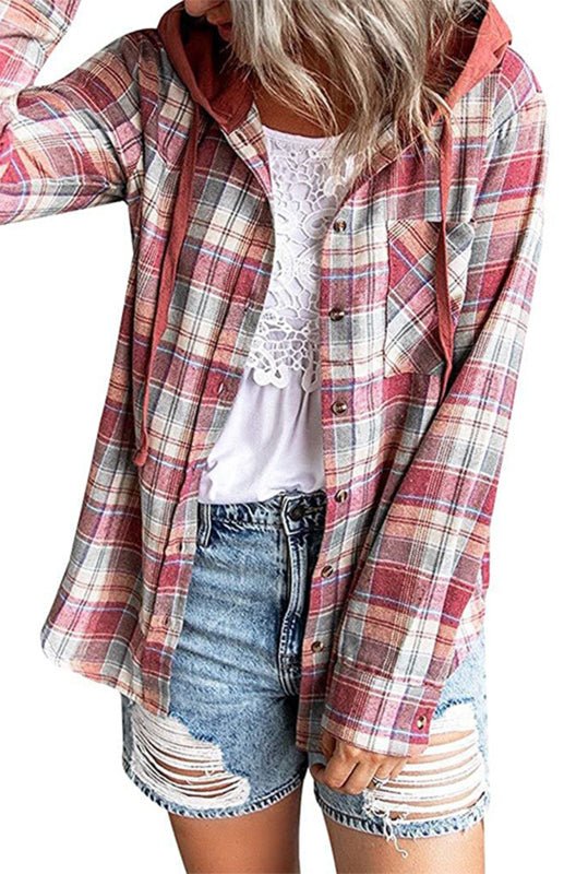 GR | Damen Hoodie Knopfen-Down Freizeitshirt Jacke