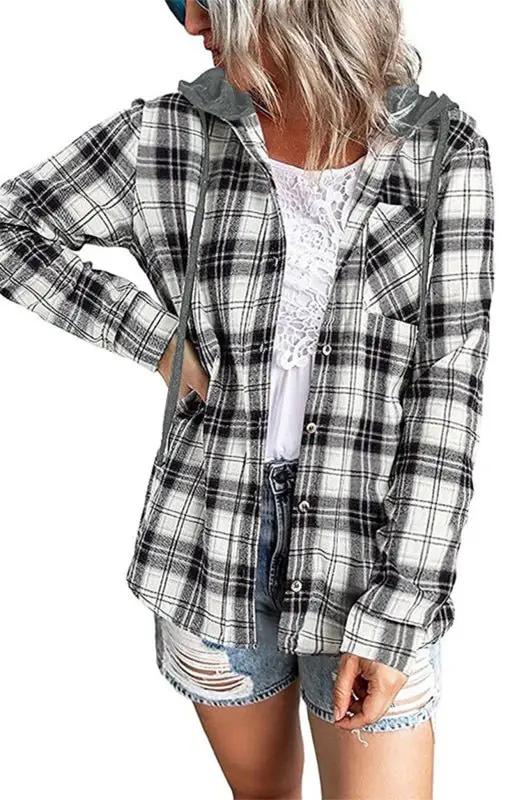 GR | Damen Hoodie Knopfen-Down Freizeitshirt Jacke