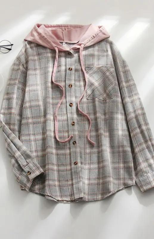 GR | Damen Hoodie Knopfen-Down Freizeitshirt Jacke