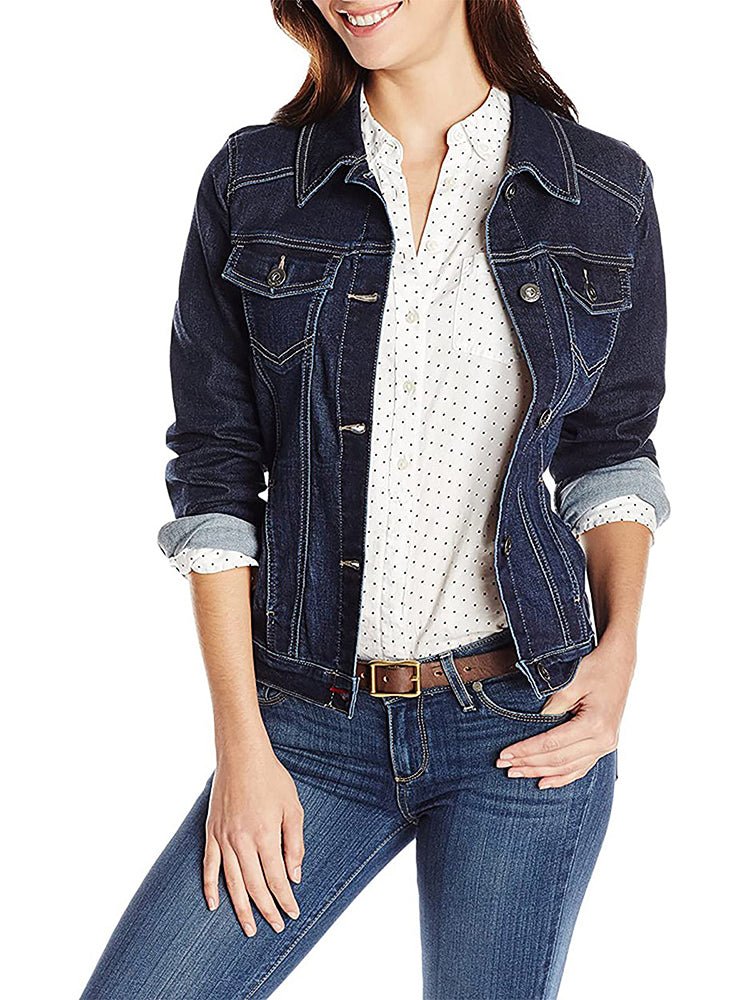 GR | Women's Jackets Single-breasted denim jacket with pockets