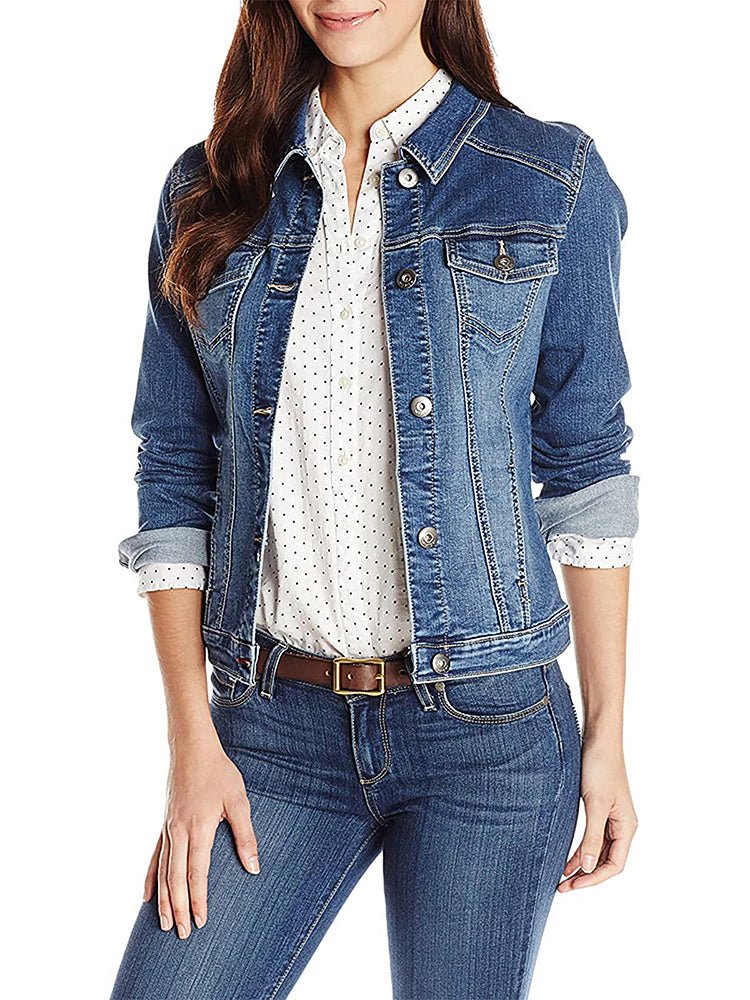 GR | Women's Jackets Single-breasted denim jacket with pockets