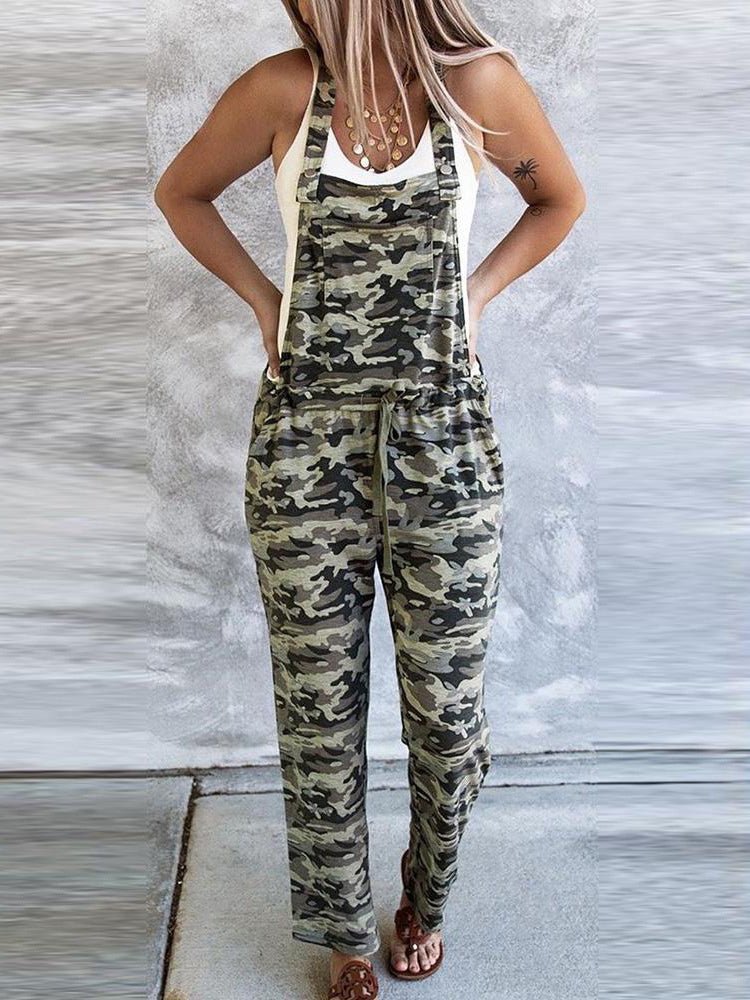 GR | Women's Jumpsuits Camouflage Lace-up Pocket Casual Jumpsuit