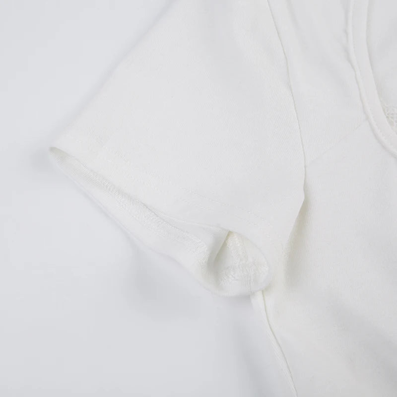 GR | Top with lace trim, square neckline and drawstring
