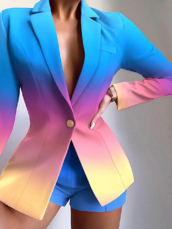 GR | Women's Set Printed Blazer Shorts Two-Piece Set