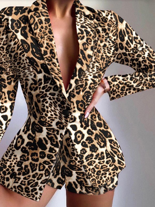 GR | Women's Set Printed Blazer Shorts Two-Piece Set