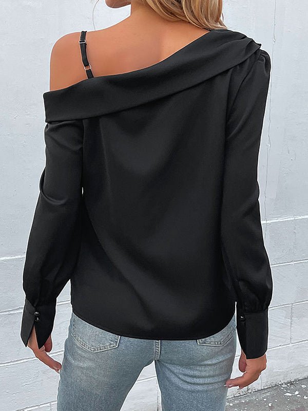 GR | Women's Irregular Black Tank Top Long Sleeve T-Shirt