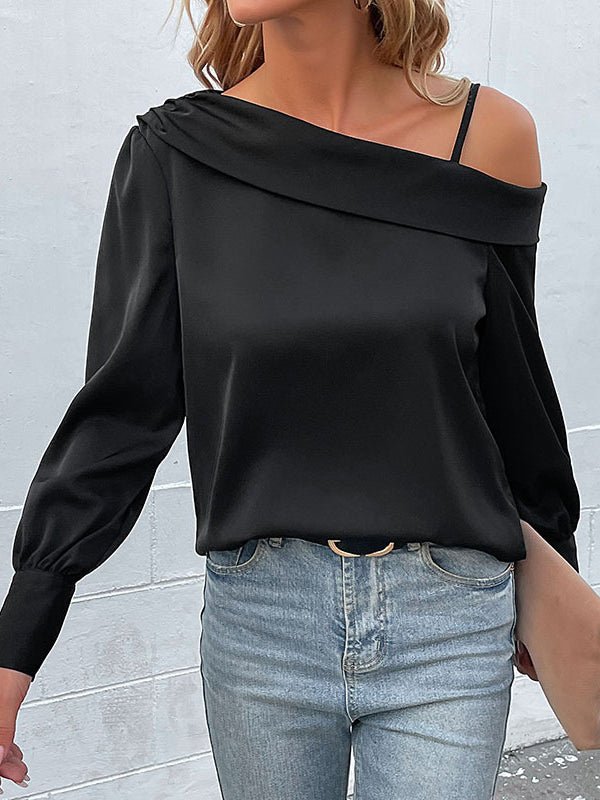 GR | Women's Irregular Black Tank Top Long Sleeve T-Shirt