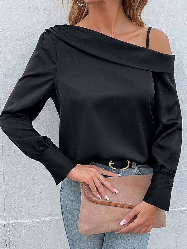 GR | Women's Irregular Black Tank Top Long Sleeve T-Shirt
