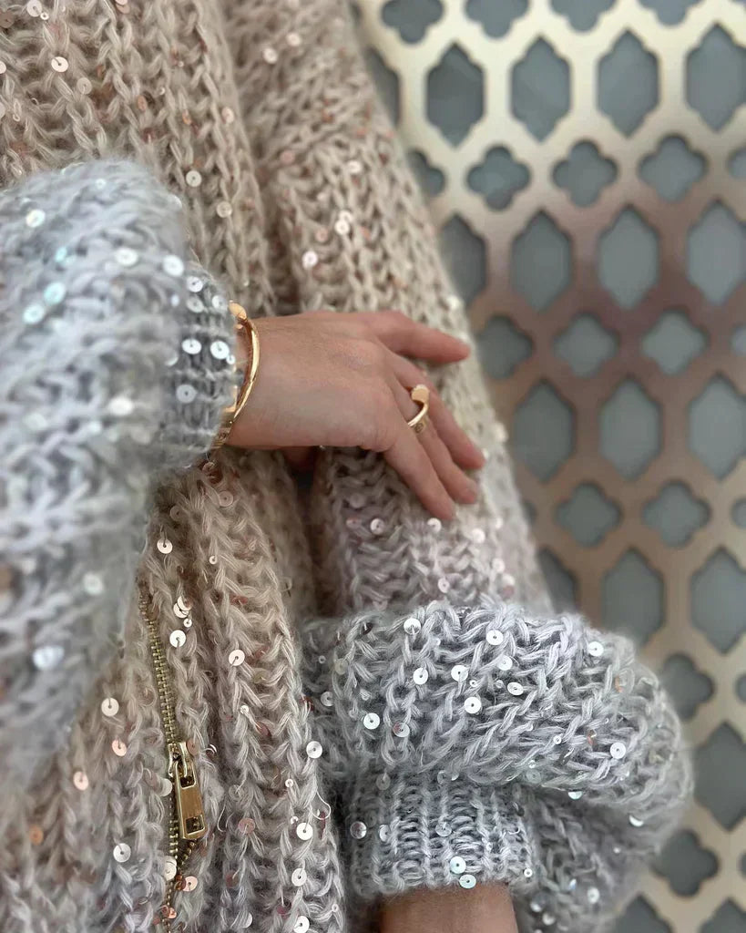 Maeve️ | The elegant, glittering silk cardigan sweater
