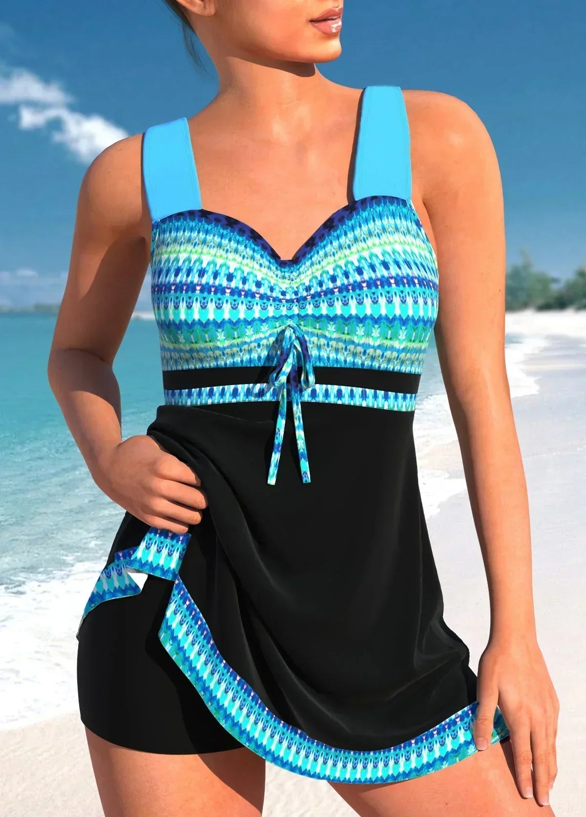 GR | Slim, lightweight patchwork tankini