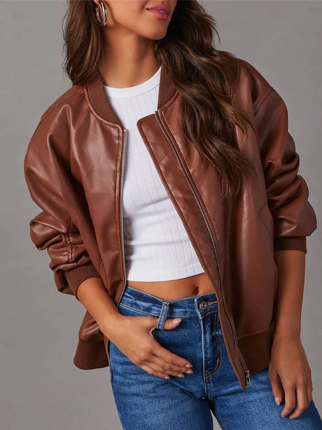 GR | Loose leather jacket for women