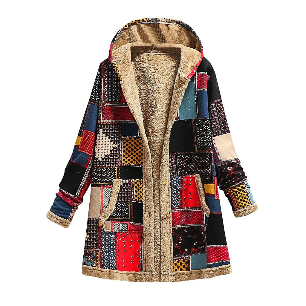 GR | Thick fleece jacket for women with print