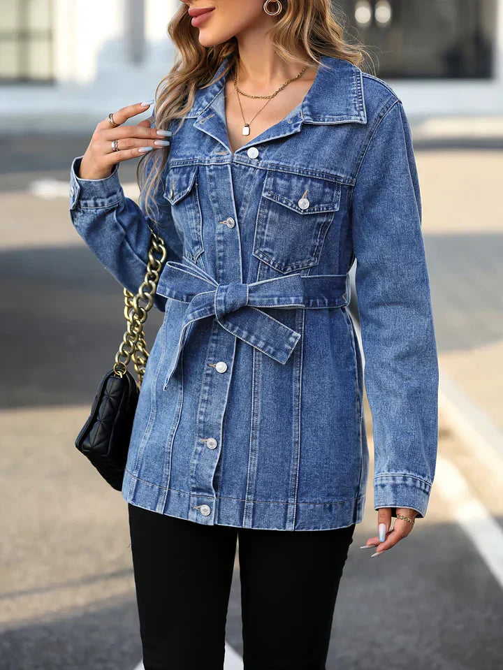 GR - Women's Denim Coat with Flap Pockets
