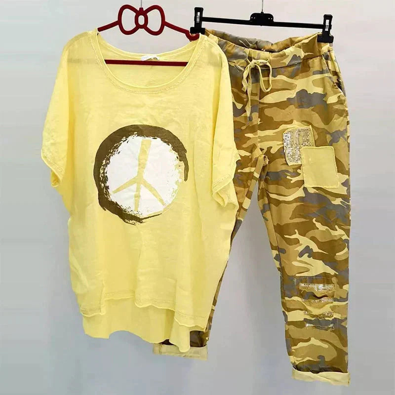 GR | Two-piece camouflage outfit for women - trendy outfit
