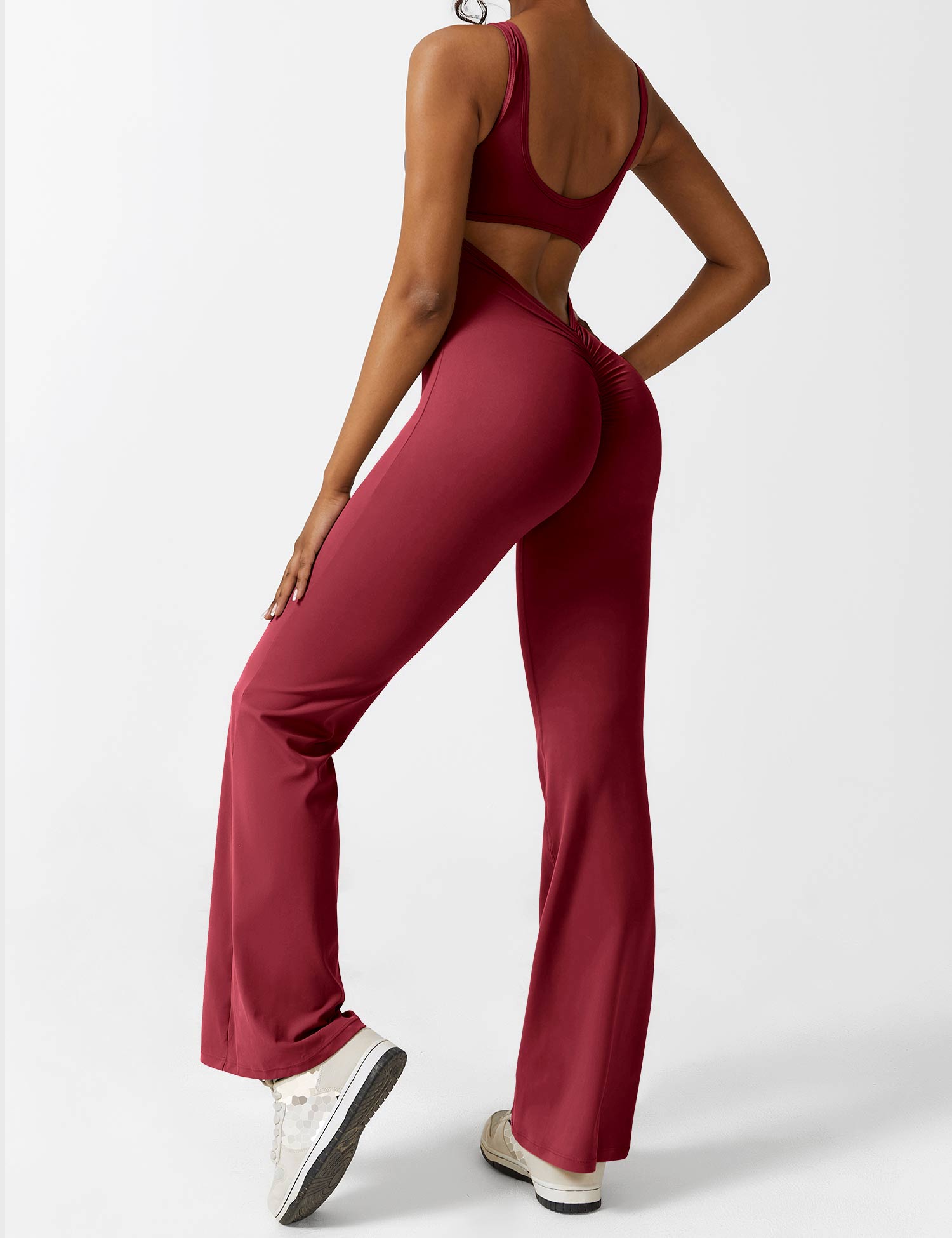 GR | V-back flared jumpsuit