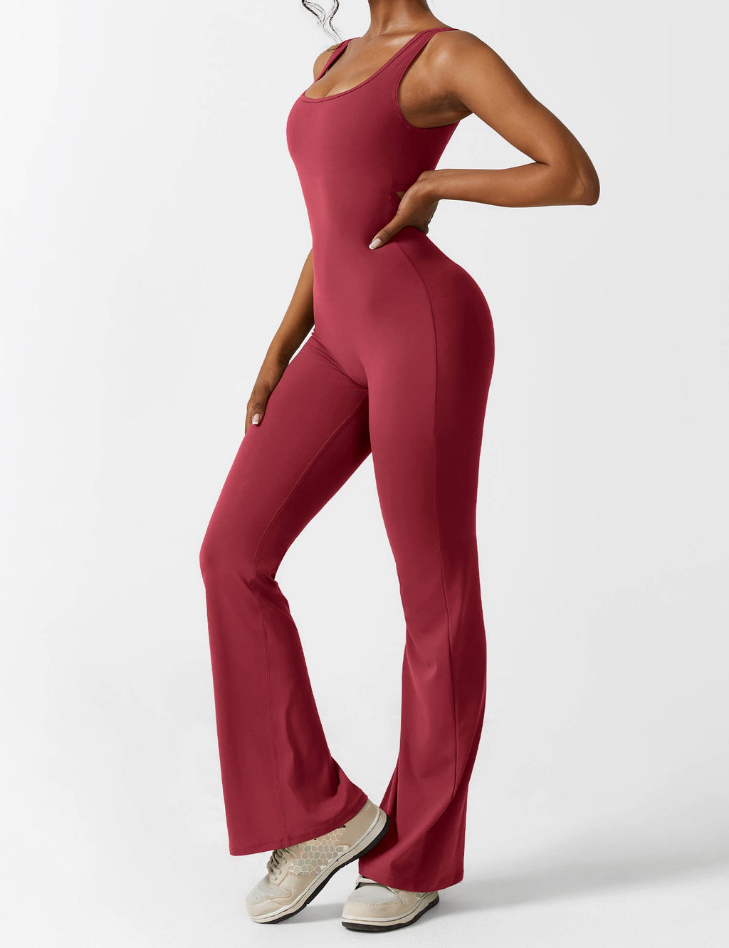 GR | V-back flared jumpsuit