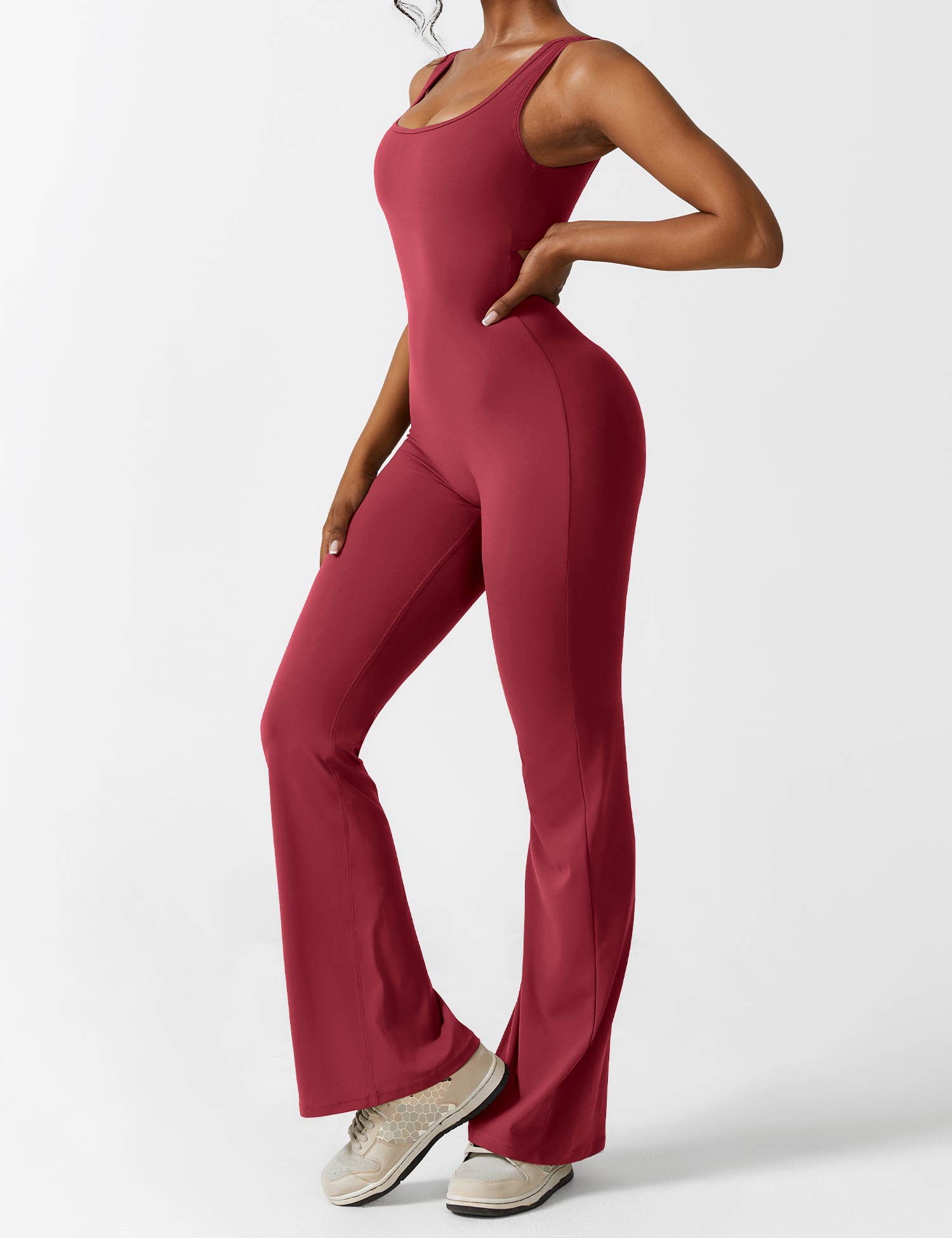 GR | V-back flared jumpsuit