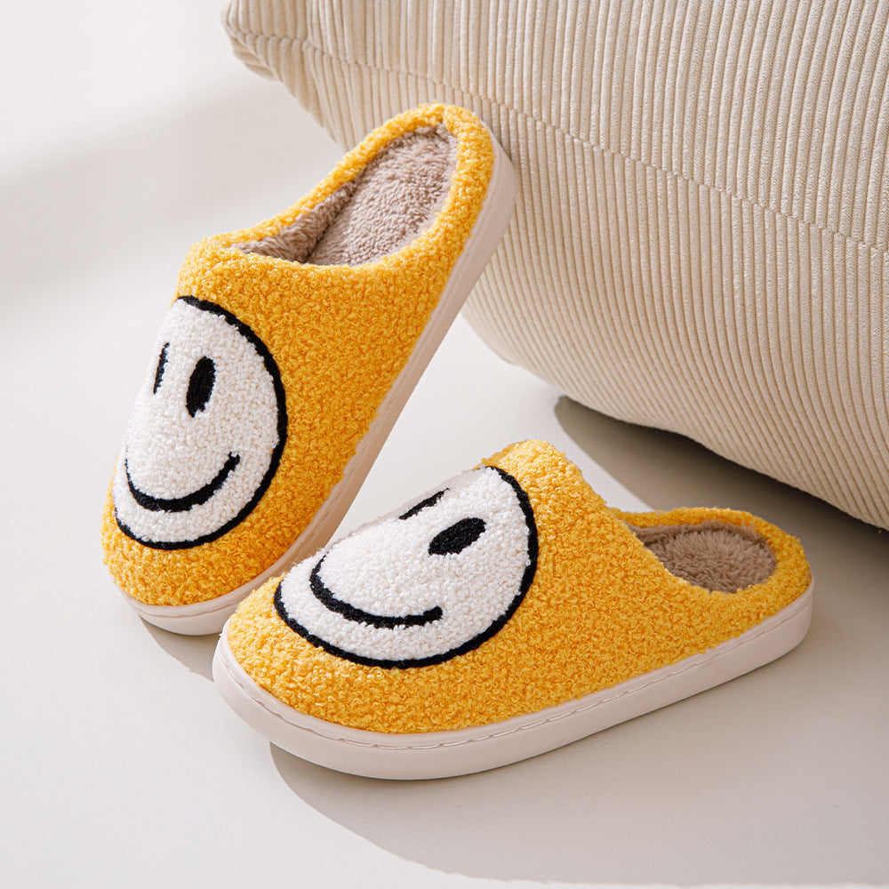 GR Large Smiley Pattern Fur Slippers